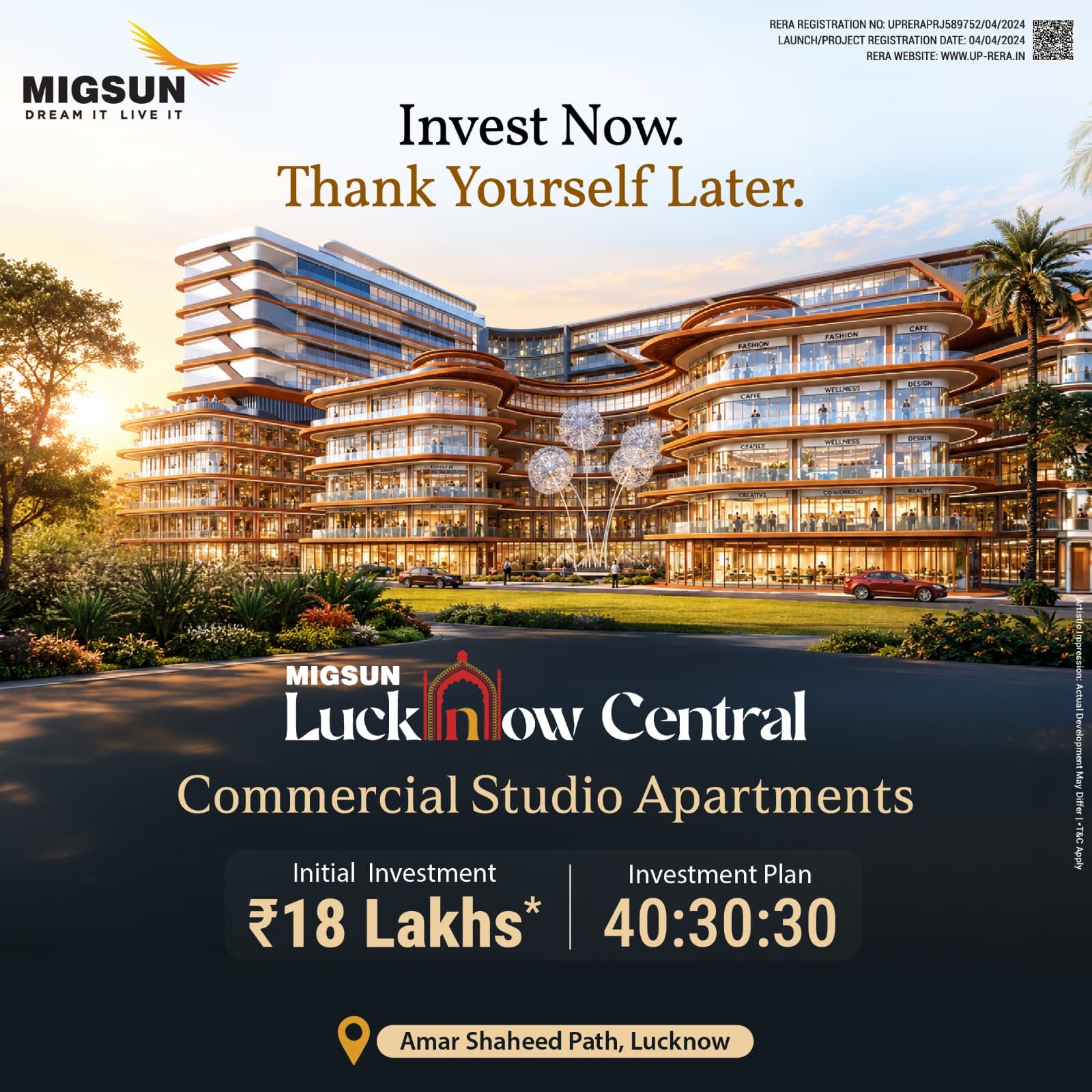 Migsun Luxe Suites commercial studio apartment in Lucknow